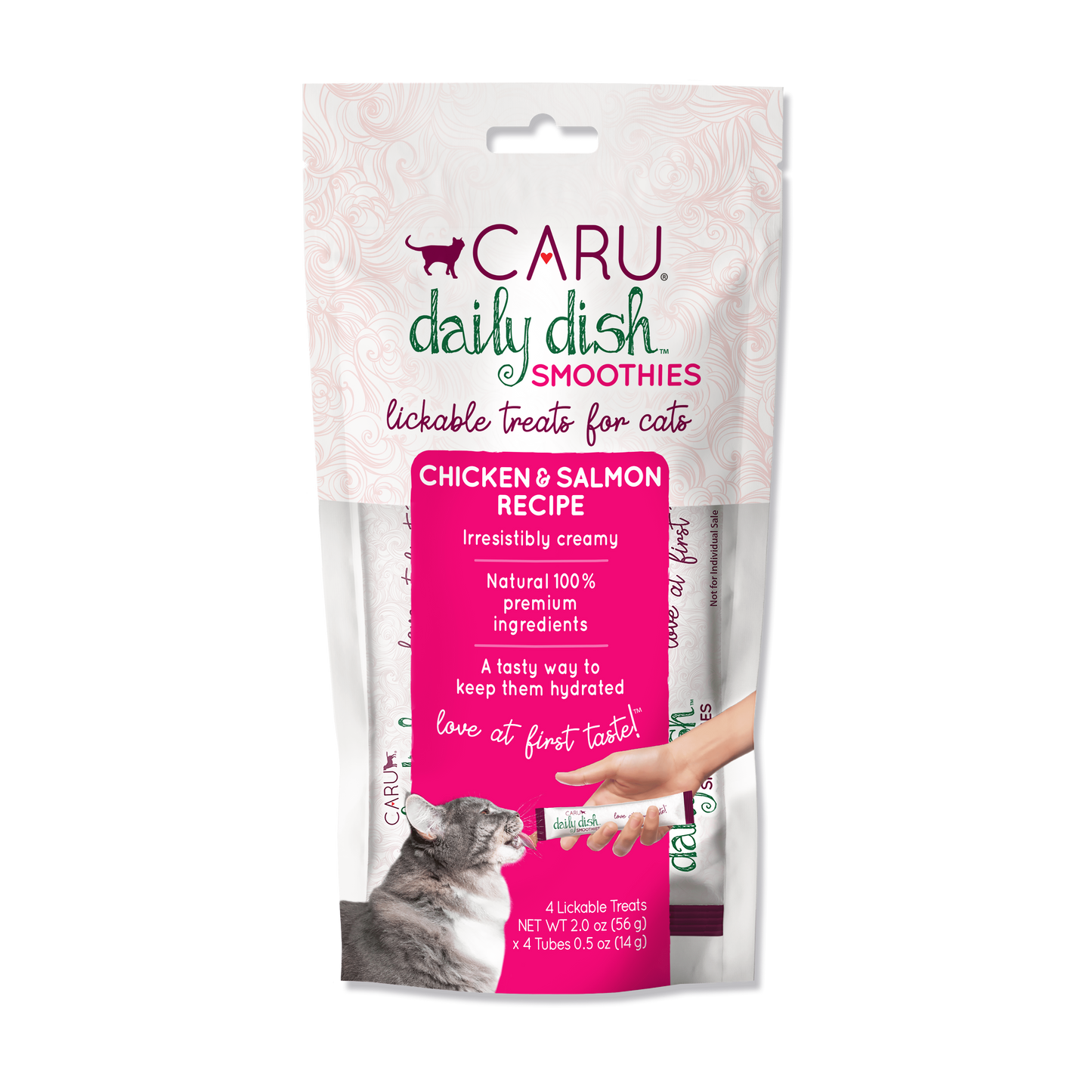 Caru chats - Smoothies poulet et saumon - 4 tubes de 0.5oz(14g)