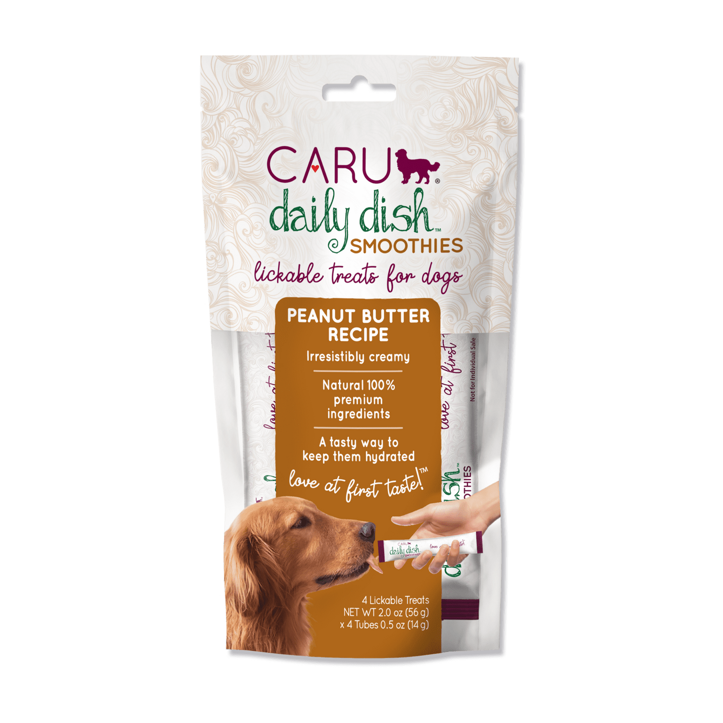 Caru - Smoothies beurre de cacahuète - 4 tubes de 0.5oz (14g)